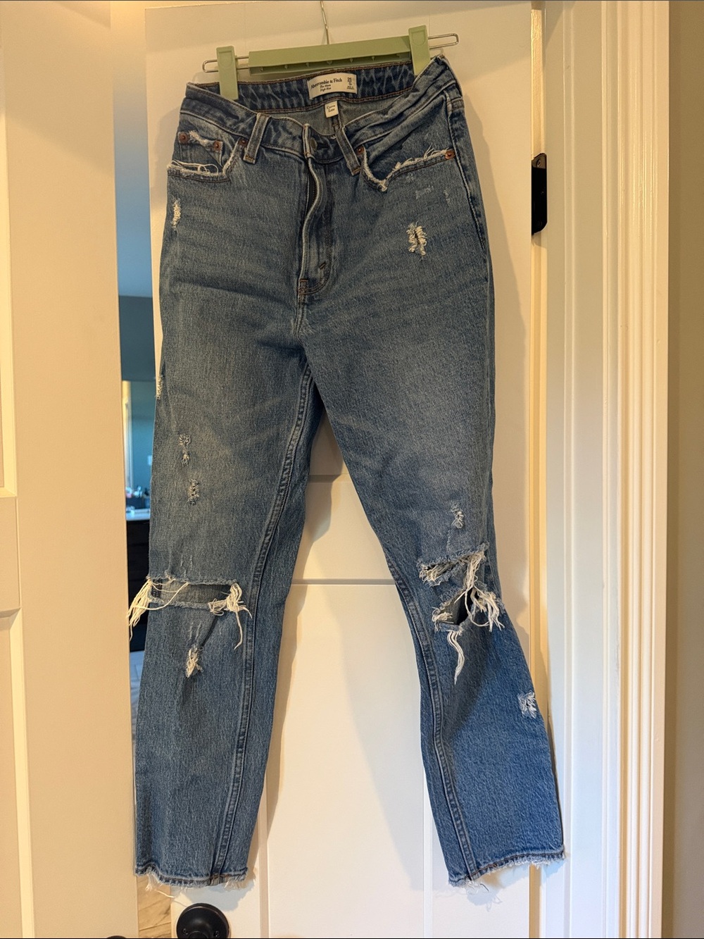 Abercrombie High-Rise Distressed mom jeans